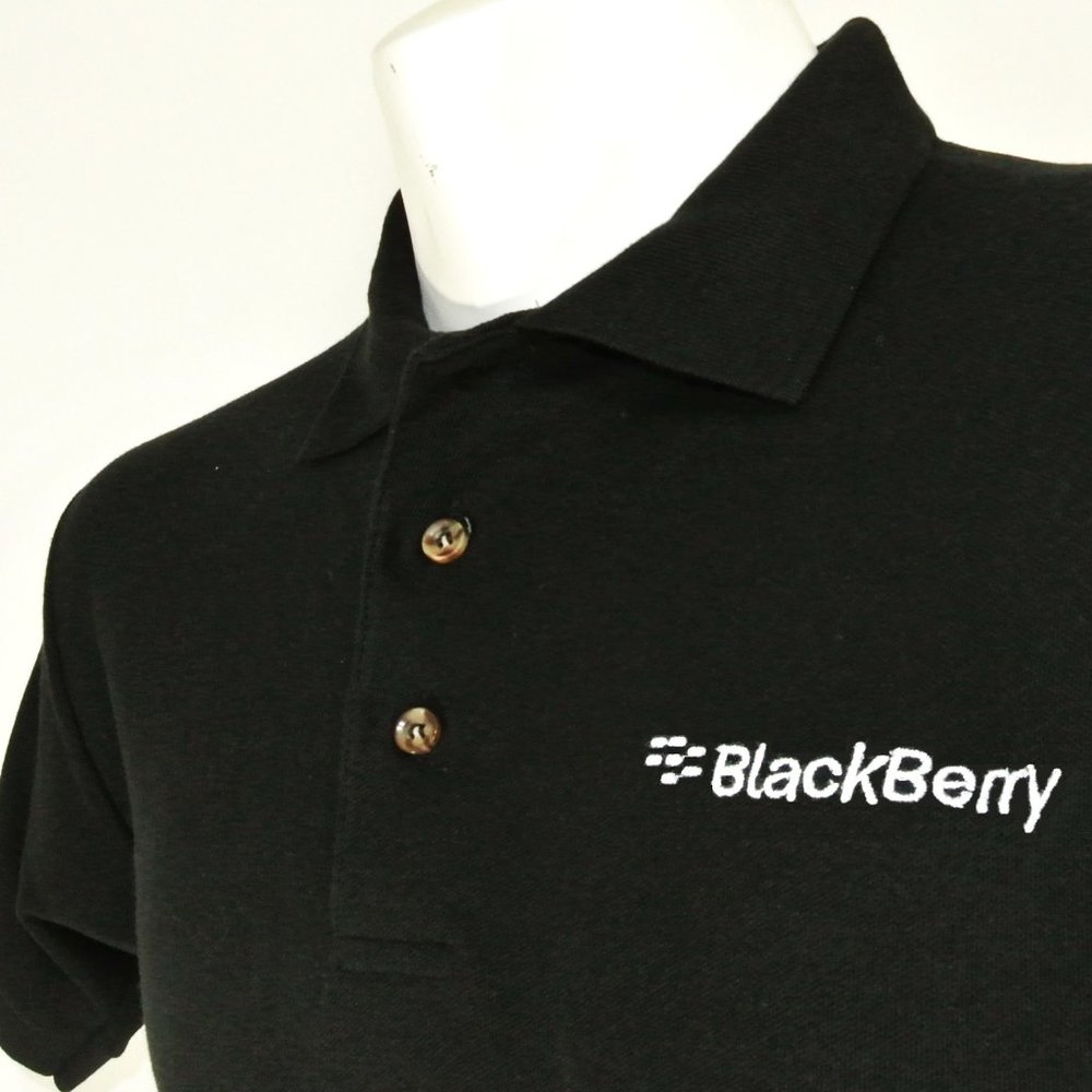 BLACKBERRY Black Polo Shirt Employee Uniform NEW Size M Medium